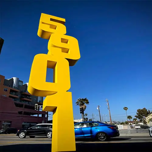 sculture yellow numbers los Angeles